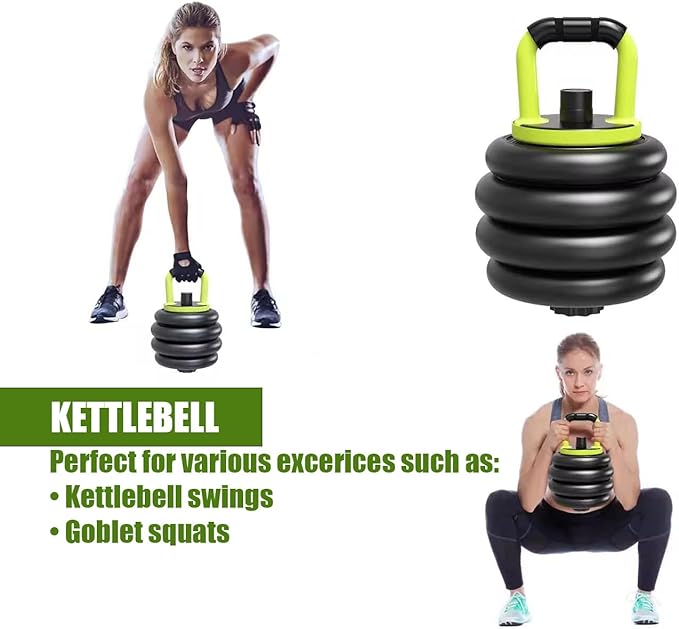 NEW Adjustable Dumbbells/Barbell/Kettlebell/Push-Up Stand - Upgraded with Ab Wheel - 22lb/33lb/44lb/66lb/88lb, 10kg/15kg/20kg/30kg/40kg - Home Gym Equipment for Men and Women