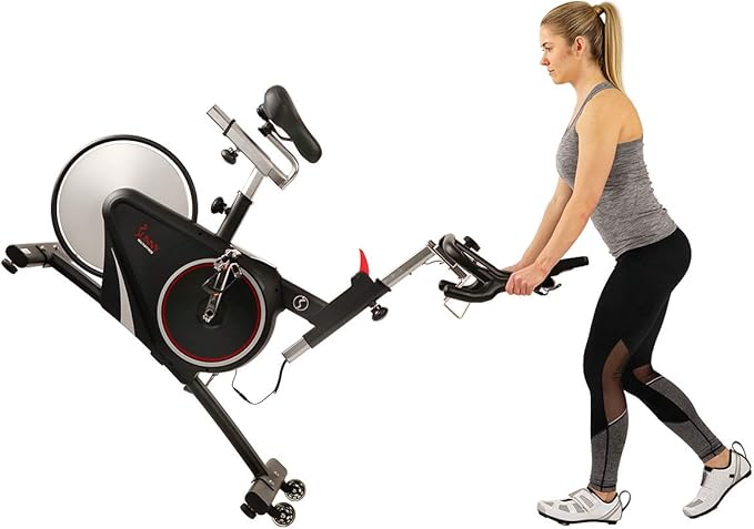 Sunny Health & Fitness Magnetic Rear Belt Drive Indoor Cycling Exercise Bike with RPM Cadence Sensor - SF-B1709, Black