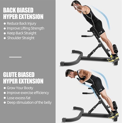 Hyper Back Extension Roman Chair – Multi-Functional Bench for Full All-in-One Body Workout Adjustable Ab Sit up Bench Decline Bench Flat Bench