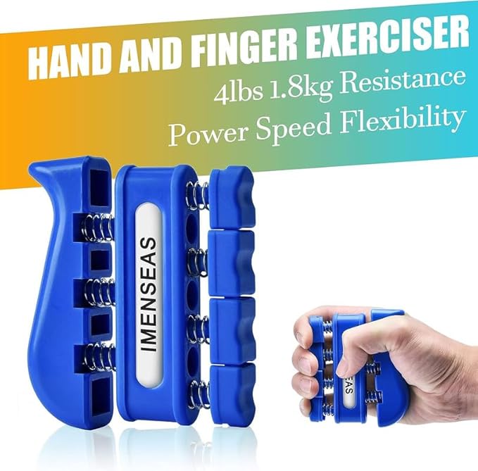 Grip Strength Trainer 7 Pack Adjustable Hand Gripper, Finger Stretcher Resistance Extensor Bands, Finger Exerciser, Grip Strength Ring & Stress Ball, Hand Grip Strengthener, Black