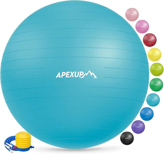 APEXUP Yoga Ball Exercise Ball, Pilates Ball, Anti Slip Stability Ball, Heavy Duty Gym Ball for Fitness, Balance, Core Workout, Physical Therapy