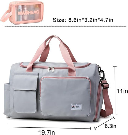 Small Gym Bag for Women, Travel Duffle Bag Carry On Weekender Bag with Shoe Compartment