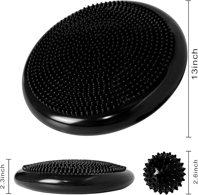 Wobble Cushion, Balance Disc, Wiggle Seat, Balance Pads for Physical Therapy, Stability Disc, Wobble Board for Dogs, Office, Sensory Kids, Classroom With Spiky Massage Ball