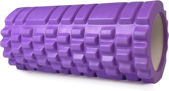 Foam Roller for Deep Tissue Massager, Patented 13" High Density Exercise Roller for Muscle and Myofascial Trigger Point Release, Yoga, Back Roller for Fitness, Yoga (Purple)