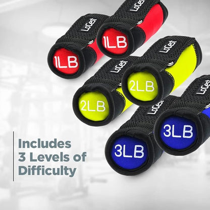 LoGest Soft Hand Weights with Adjustable Straps - Comes in 1LB Weights 2LB or 3LB 4LB - Comfortable Secure Weighted Neoprene Dumbbells with Straps for Walking Running Cardio Workout Physical Therapy