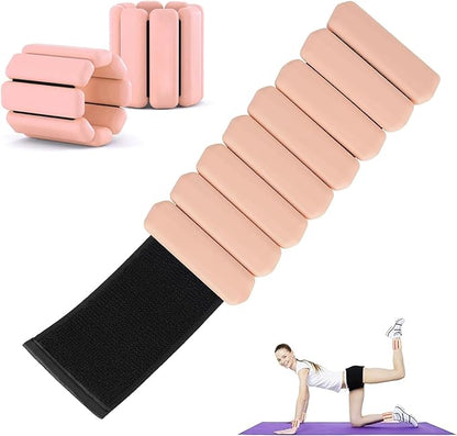 Ankle Weights Set of 2(1Lbs Each), Wrist Weights for Women and Men, Adjustable Silicone Weighted Bracelet, Arm Weights for Women, Leg Weights, Wearable Wrist and Ankle Weight for Yoga, Pilates, Cardio