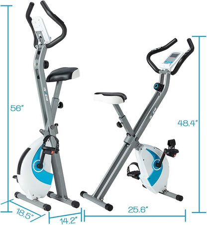 Exercise Bike insgym Foldable Fitness - Stationary Upright Workout Bike with Comfortable Seat Cushion and LED Display Heart Rate with 8-Level Adjustable easy assemble for Adult