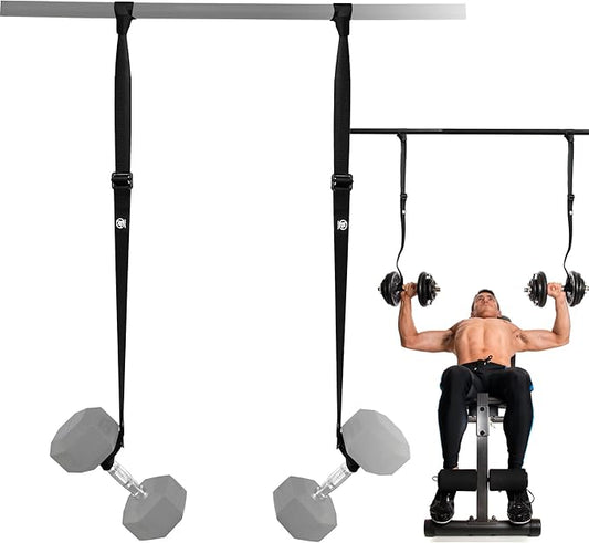 Dumbbell Spotter Straps Barbell Rack Attachment for Chest Bench Press Hanging Dumbbells Safety Hanger Straps