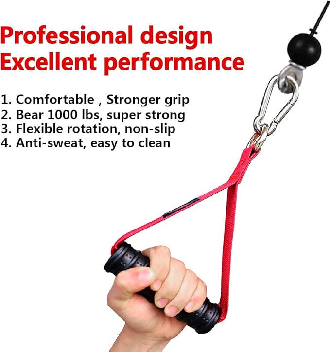 Heavy Duty Gym Exercise Handles Attachment for Cable Machine,Resistance Band,Pulley System Home Fitness Workout Equipment, with Elastic Rubber Grip and 2 Large Carabiners