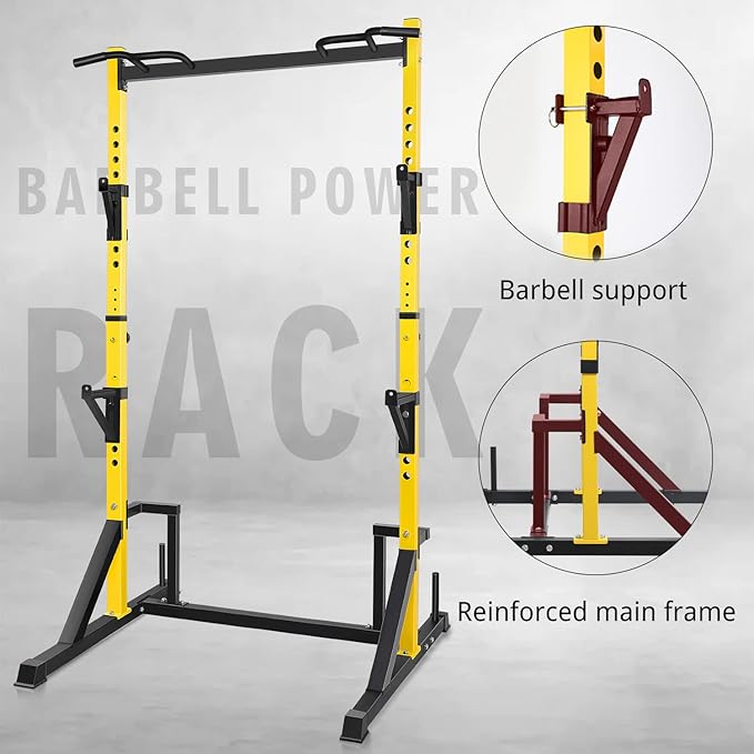 CANPA Multifunction Power Rack with Pull up Bar, Heavy Capacity and Adjustable Squat Stand Rack for Home Gym Equipment, Power Rack Cage