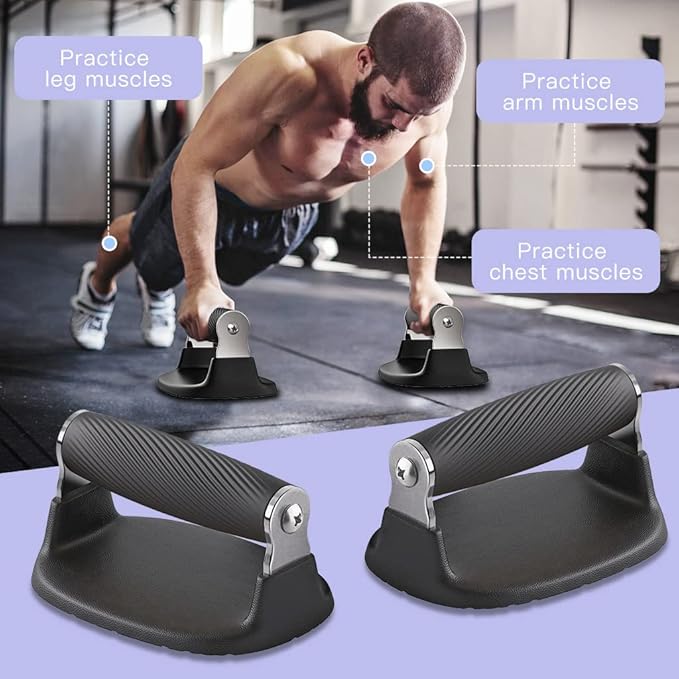 BeneLabel Push Up Bars, Pushup Stands, Anti-Slip Soft Plastic Push Up Handles, Bottom Anti-Slip Pad, Stainless Steel Support Frame, Strength Training Equipment, Perfect for Floor Workout Exercise