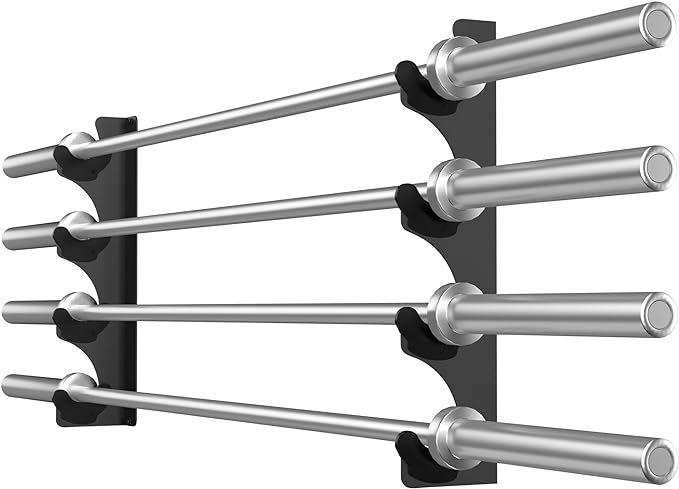 Wall Mounted Olympic Barbell Rack Horizontal Barbell Storage Rack Weight Bar Holder for 4 Bars