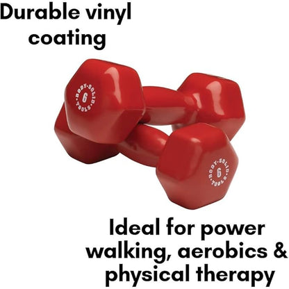 Body-Solid Tools Vinyl Dumbbell for Aerobic Training & Physical Therapy, Hand Weights for Women, Hex End Dumbbells