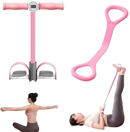 6-Tube Multifunctional Pedal Puller Resistance Rope with 8 Shaped Resistance Band, Foot Pedal Resistance Band, Full Body Workout Fitness Tool for Abdomen, Arm, Leg