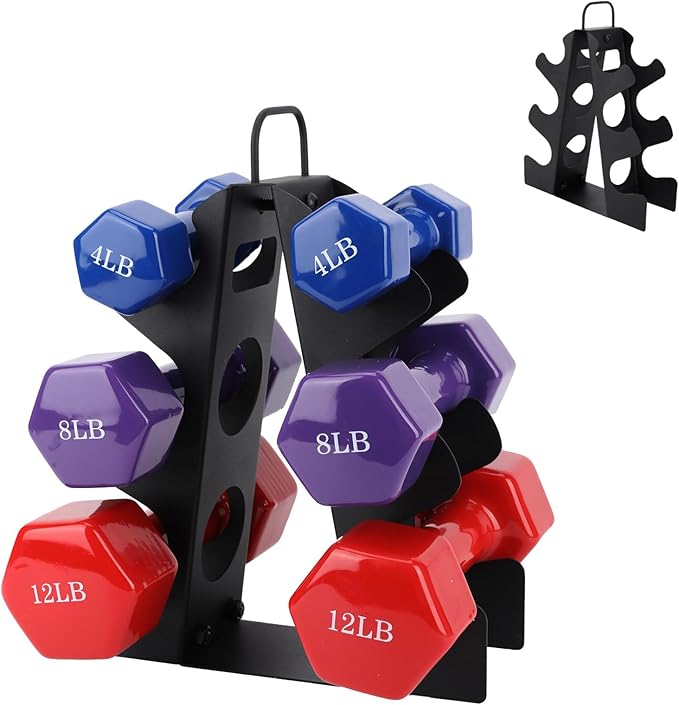 Weight Rack for Dumbbells(Dumbbells not included), EXBTOKA Compact A-Frame Dumbbell Rack Stand Only, Dumbbell Rack with Handle, for Home Gym Workout