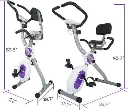 Exercise Bike insgym Foldable Fitness - Stationary Upright Workout Bike with Comfortable Seat Cushion and LED Display Heart Rate with 8-Level Adjustable easy assemble for Adult