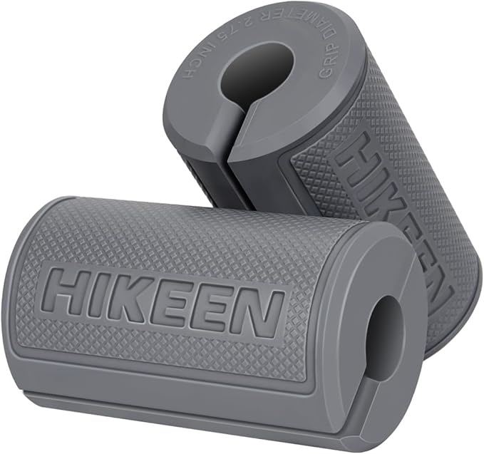 Hikeen Thick Bar Dumbbell Grips,Non Slip Hard Rubber Barbell Grips,Grips for Weight Lifting, Muscle Building-1.77", 2.25" & 2.75" Outer Diameter