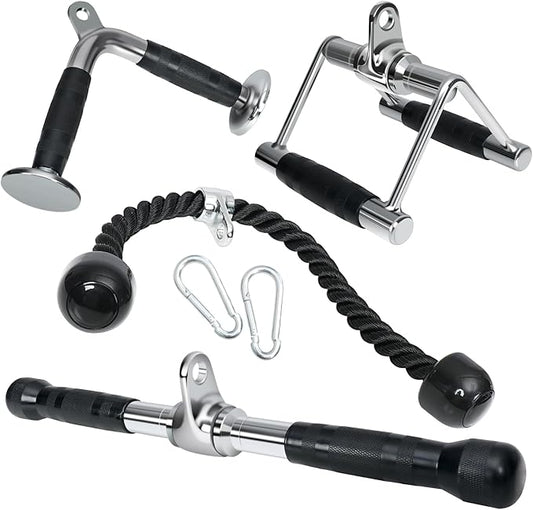 Cable Attachments for Gym: LAT Pulldown Attachments Cable Machine Accessories - Bar & Rope Tricep Gym Attachments for Cable Machine