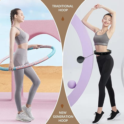 Weighted Fit Hoop, Fithoop, Fitness Hoop 2 in 1 Abdomen Fitness Massage, 60inch 30 Knots,47inch 24 Knots,Great for Adults and Beginners Weight Loss and Exercise