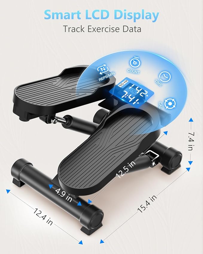 Steppers for Exercise at Home, Mini Stepper with Resistance Bands, Stair Stepper with 300LBS Loading Capacity, Step Fitness Machines with LCD Monitor