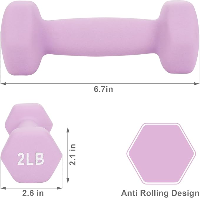 Weights Dumbbells Set 2LB, Hex Shape Dumbbells Set, Anti-Slip, Anti-roll