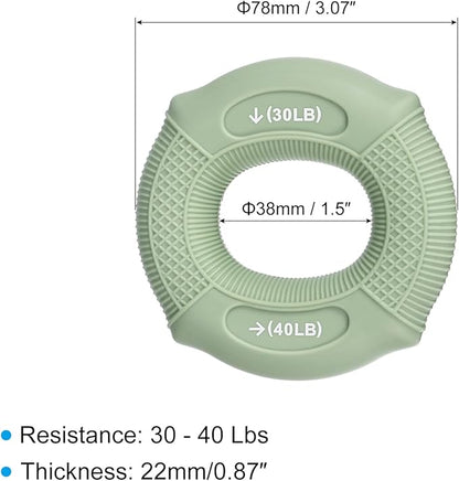 uxcell Hand Grip Strength Trainer, 3" 30-40 Lbs Silicone Rings Finger Forearms Exercise Grip Squeezer for Athletes Workout, Rock Climbing, Light Green