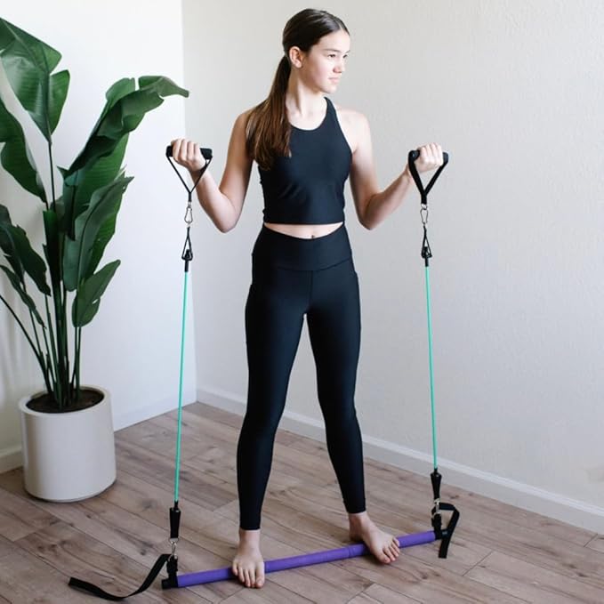 Pilates Bar Kit with Resistance Bands – Pilates Equipment with Pilates Bar, Elastic Bands for Exercise, Foot Straps, Handles, Carry Bag – Travel Friendly at Home Gym Equipment