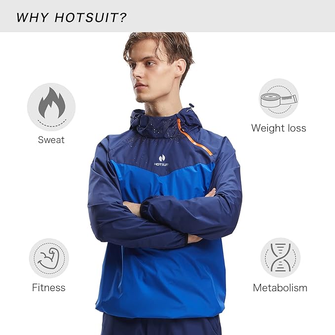 HOTSUIT Sauna Suit for Men Sweat Sauna Jacket Pant Gym Workout Sweat Suits