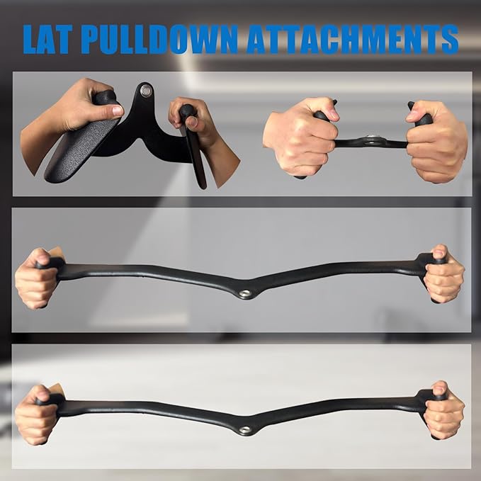 LAT Pulldown Attachments, LAT Bar Cable Machine Attachment,T-bar V-bar, LAT Pull Down Bars, Back Tricep Bar Strength Training Handle for Home Gym Fitness (Style 03)