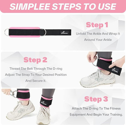 Sportneer Ankle Strap for Cable Machine: Adjustable Ankle Straps (Pair) for Leg Extensions, Booty Hip Abductors, Kickbacks, Glute Workouts in Home and Gym