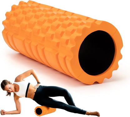 Foam Roller High Density 13" Patented Exercise Roller for Deep Tissue Muscle Massage, Muscle Massage and Myofascial Trigger Point Release, Relieves Muscle Pain, Improves Mobility (Orange)