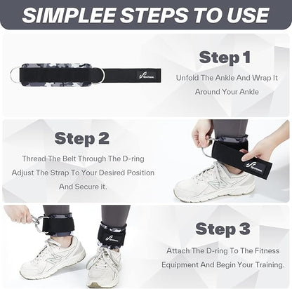 Sportneer Ankle Strap for Cable Machine: Adjustable Ankle Straps (Pair) for Leg Extensions, Booty Hip Abductors, Kickbacks, Glute Workouts in Home and Gym