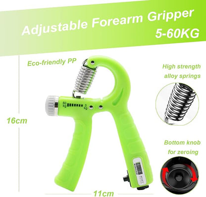 Hand Grip Strengthener 10 Pack, Grip strength trainer,Hand Gripper, Finger Stretcher Resistance Extensor Bands, Finger Exerciser & Stress Relief Ball for Athletes & Musicians