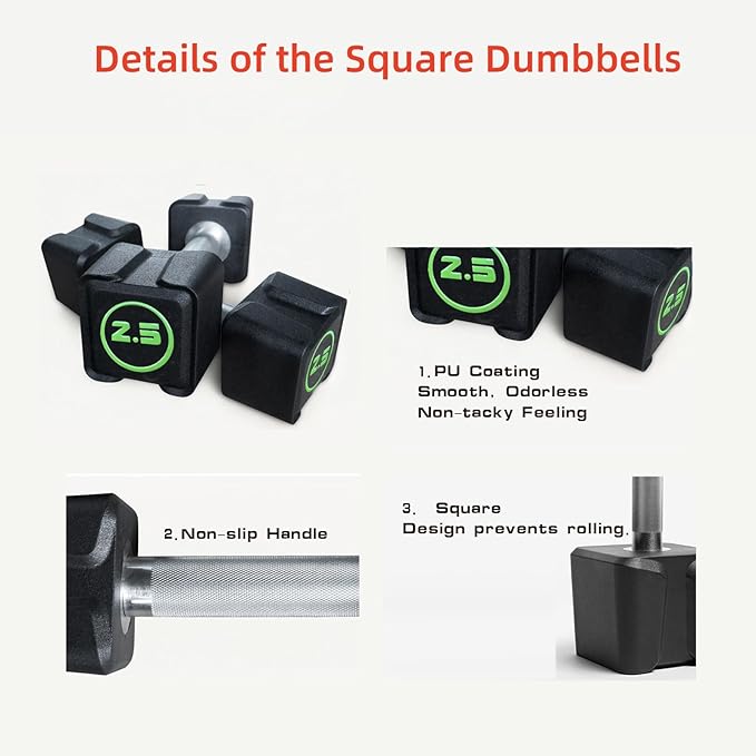 Cast Iron Dumbbells, (5.5LB-22LB) In Pair /(30LB/55LB) Single, Fixed Dumbbell Weights With Pu Coating and Anti-Slip Grip, No Odor