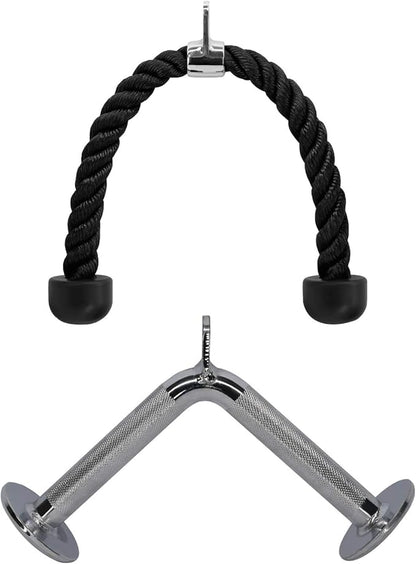 Yes4All Tricep Press Down Cable Machine Attachment Set, LAT Pulldown Attachment, Cable Machine Accessories for Home Gym