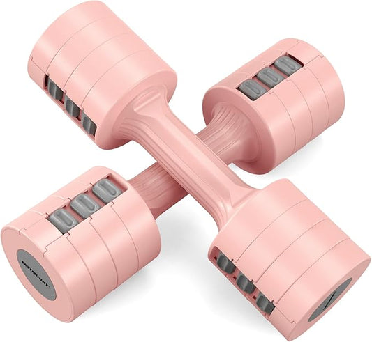 EAST MOUNT Adjustable Dumbbells Set Pair 2 4 6 8 10 Lbs Women Hand Weights 2-5 Lbs Each 6 in 1 Free Weights for Home Gym Exercise Training