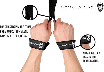 Gymreapers Lifting Wrist Straps for Weightlifting, Bodybuilding, Powerlifting, Strength Training, & Deadlifts - Padded Neoprene with 18 inch Cotton