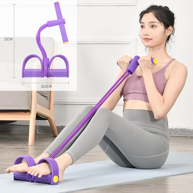 Pedal Tension Rope Resistance Bands with Handles, Multifunctional Puller Resistance Rope Fitness Equipment Sit Up Exercise Equipment Home Gym Tummy Trainer for Men Women