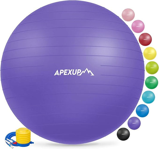 APEXUP Yoga Ball Exercise Ball, Pilates Ball, Anti Slip Stability Ball, Heavy Duty Gym Ball for Fitness, Balance, Core Workout, Physical Therapy