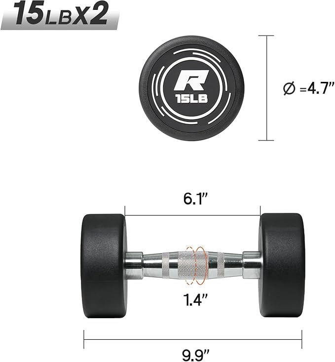 Ritfit 5-250 LBS PVC Encased Round Dumbbell sets with Knurled Handle and Optional Rack, Strength Training Equipment for Home Gym