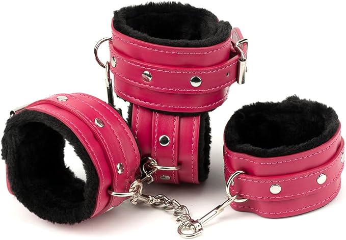 Thigh Strap Neoprene Padded Fitness Legs Cuff Adjustable Strength Fluffy Handcuff Bracelet Set - Soft and Plush Handcuff Wrist and Ankle Cuffs with Leather for Home Bedroom Workout