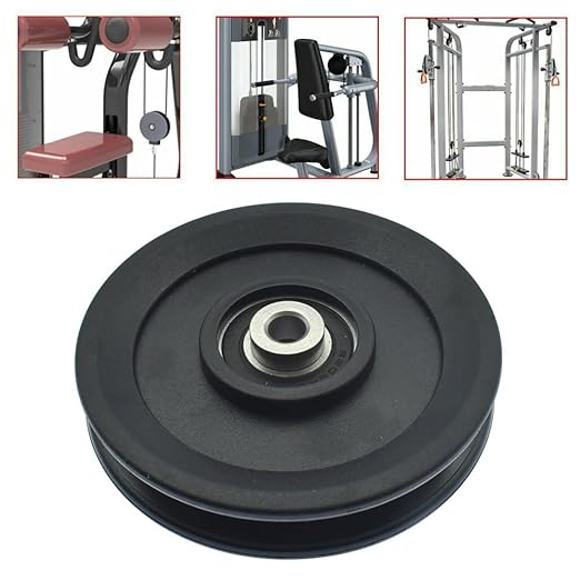 Universal Nylon Gym Cable Pulley Wheel 4.5 in/115MM Rotation 360 Degree Traction Bearing Pulley Wheel for Cable Machine Gym Equipment DIY Gym Pulley System Garage Door Home Gyms