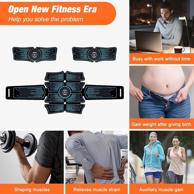 Ab Stimulator, Ab Machine, EMS Muscle Stimulator Toner, Abs Stimulator, Abdominal Belt Fitness Portable Ab Stimulator, All-in-one MHD TENS Portable Fitness Workout Equipment for Men and Women