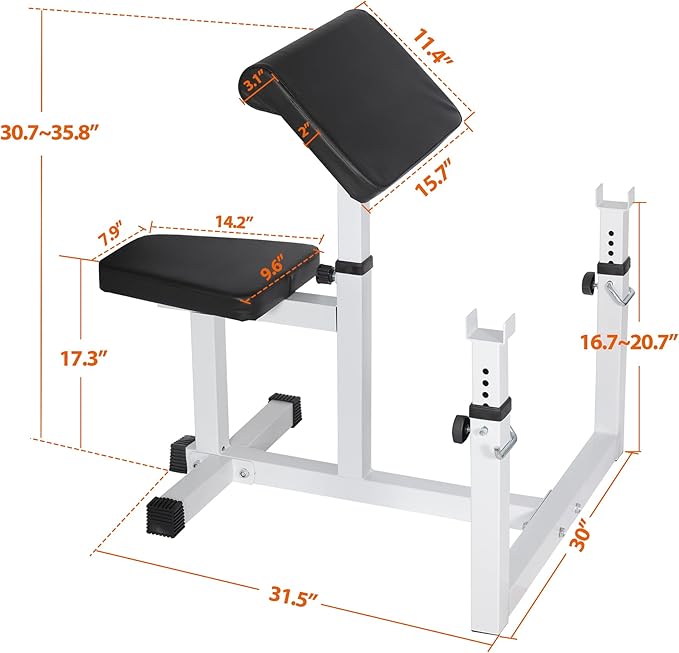 ANT MARCH Preacher Curl Weight Bench Seated Arm Isolated Barbell Dumbbell Biceps Station Home Gym Max load 450lLBS