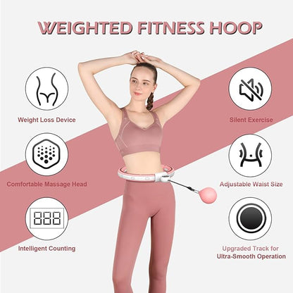 EPEHSPORT Silent Infinity Smart Hoops with Counter 22"-44", Weighted Exercise Hoola Equipment, 2 in 4 Abdomen Fitness Massage,Infinity Hoop Weighted Hula Hoop with Sweat Belt.