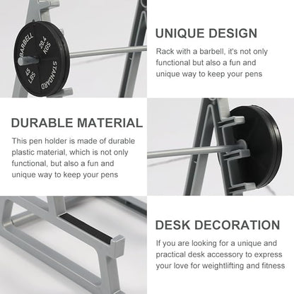 Barbell Rack Pen Holder, Squat Rack Pen Holder for Fitness Enthusiasts and Weightlifting Fans, Gym Theme Decorations Gift, Fun Desk Accessories (As Shown)