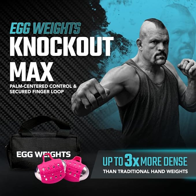 Egg Weights Knockout Max 5.0 lbs Set Bismuth Hand Weights with Anti-Slip Silicone Rubber Finger Loop for Shadowboxing, Kickboxing for Men and Women - 2 Eggs, 2.5 lbs Each + Free E-Book Workout Guide