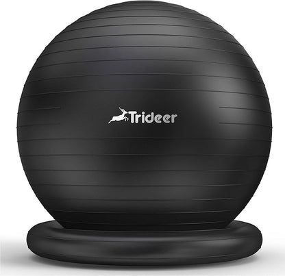 Trideer Ball Chair Yoga Ball Chair Exercise Ball Chair with Base for Home Office Desk, Stability Ball & Fitness Ball Seat to Relieve Back Pain, Home Gym Workout Ball for Abs, Pregnancy Ball with Pump