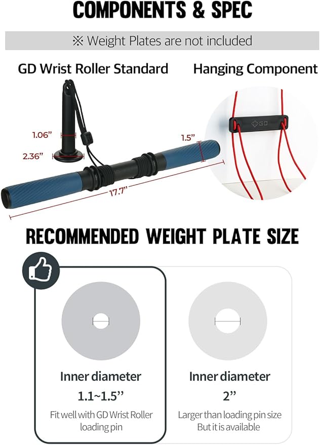 GD Hanging Wrist Roller Forearm Blaster- Forearm Strengthener Exercise Equipment Wrist Trainer for Muscle building and Injury prevention Hand Grip Strength