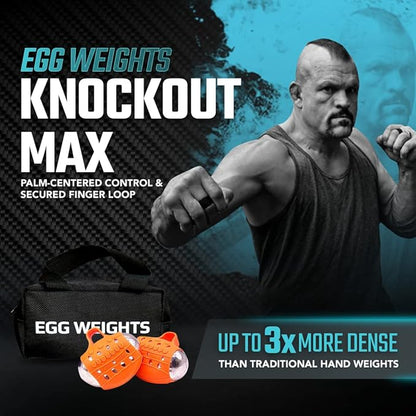 Egg Weights Knockout Max 5.0 lbs Set Bismuth Hand Weights with Anti-Slip Silicone Rubber Finger Loop for Shadowboxing, Kickboxing for Men and Women - 2 Eggs, 2.5 lbs Each + Free E-Book Workout Guide